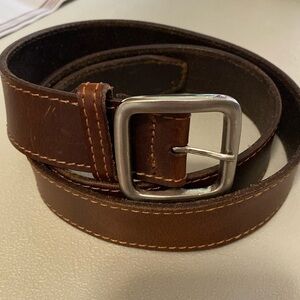 Vintage Leather Belt Brown Men's 45’ grommet holes silver tone Western classic